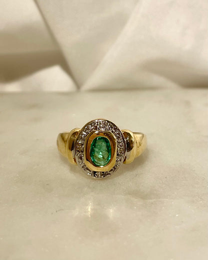 Bague Jonc Emeraude 0.40 Carat &amp; Diamants &quot;Clémence&quot;