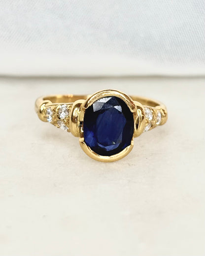 Bague Trilogie Saphir 1.82 carat &amp; Diamants &quot;Nélia&quot;