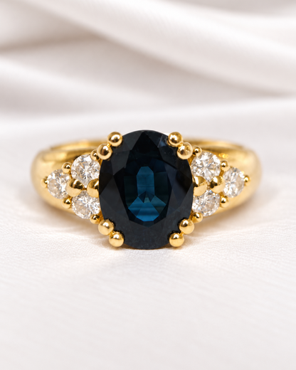 Bague Trilogie Saphir 3.50 carats &amp; Diamants 0.42 carat 5.88g "Cécilia"
