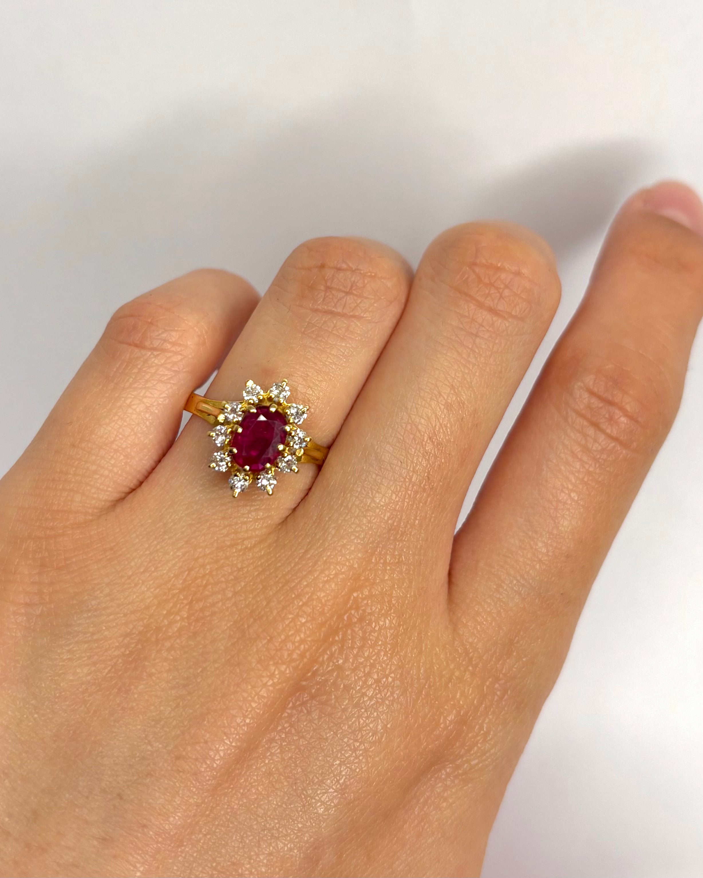 Bague Marguerite Rubis 1.45 carat &amp; Diamants 0.30 carat "Eliane"