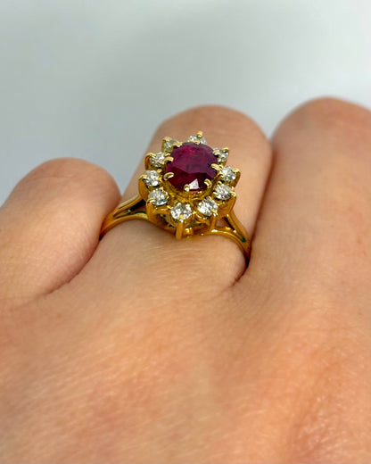 Bague Marguerite Rubis 1.45 carat &amp; Diamants 0.30 carat "Eliane"