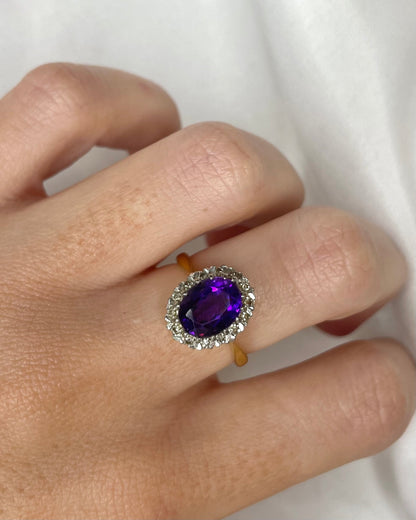 Bague Marguerite Améthyste 2.30 carats &amp; 14 Diamants &quot;Élisa&quot;