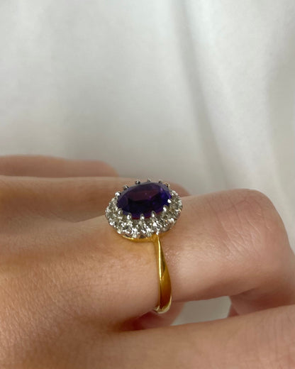 Bague Marguerite Améthyste 2.30 carats &amp; 14 Diamants &quot;Élisa&quot;