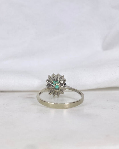 Bague Marguerite Emeraude 0.34 carat &amp; Diamants &quot;Brune&quot;