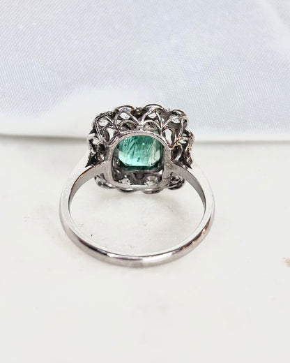 Bague Marguerite Art Déco Emeraude 2 carats &amp; Diamants &quot;Bertille&quot;