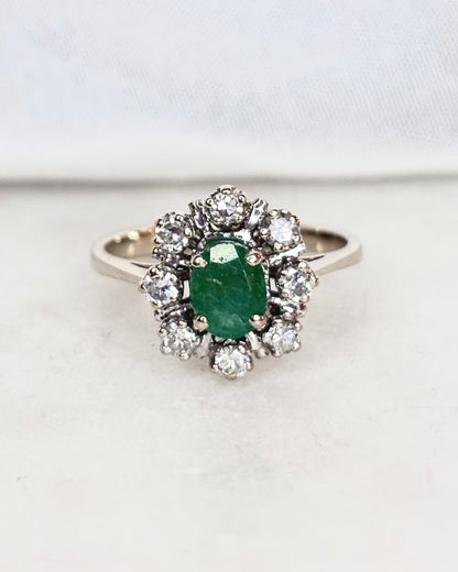 Bague Marguerite Emeraude &amp; Diamants &quot;Lolita&quot;