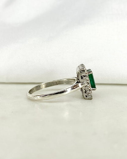 Bague Marguerite Émeraude 3.80 carats Diamants &amp; Argent Massif &quot;Charlène&quot;