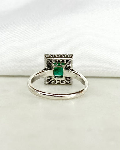 Bague Marguerite Émeraude 3.80 carats Diamants &amp; Argent Massif &quot;Charlène&quot;