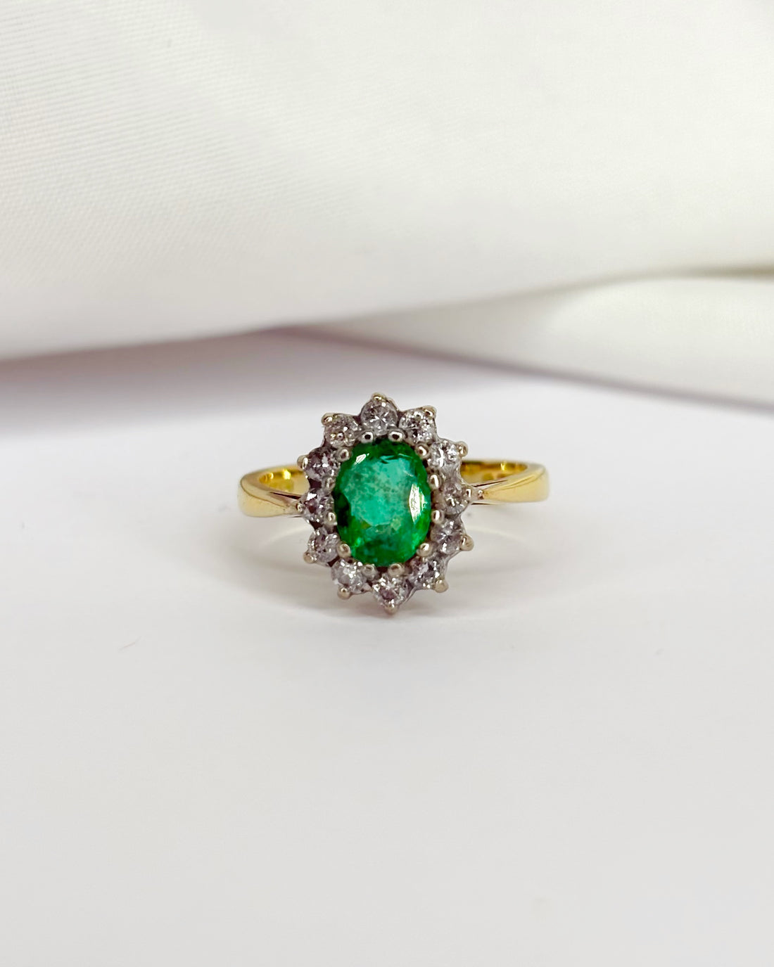Marguerite Emerald 0.80 carat &amp; 12 Diamonds Ring &quot;Coline&quot;