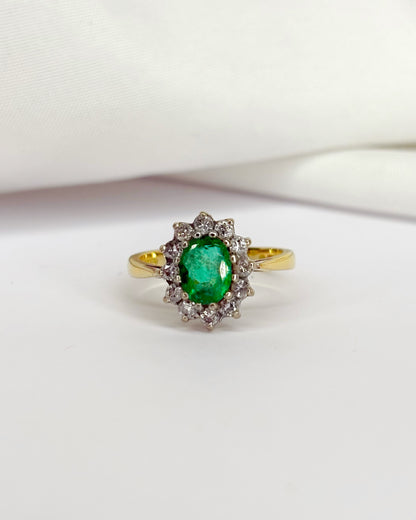 Marguerite Emerald 0.80 carat &amp; 12 Diamonds Ring &quot;Coline&quot;