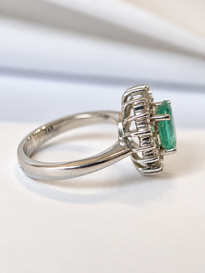 Bague Marguerite Émeraude 1 carat &amp; Diamants 0.32 carat 4,79g "Théa"