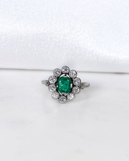 Bague Marguerite Art-Déco Émeraude et Diamants &quot;Anastasia&quot;