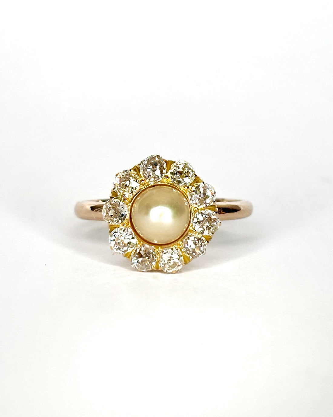 Bague Marguerite Diamants 0.70 carat &amp; Perle &quot;Suzanne&quot;