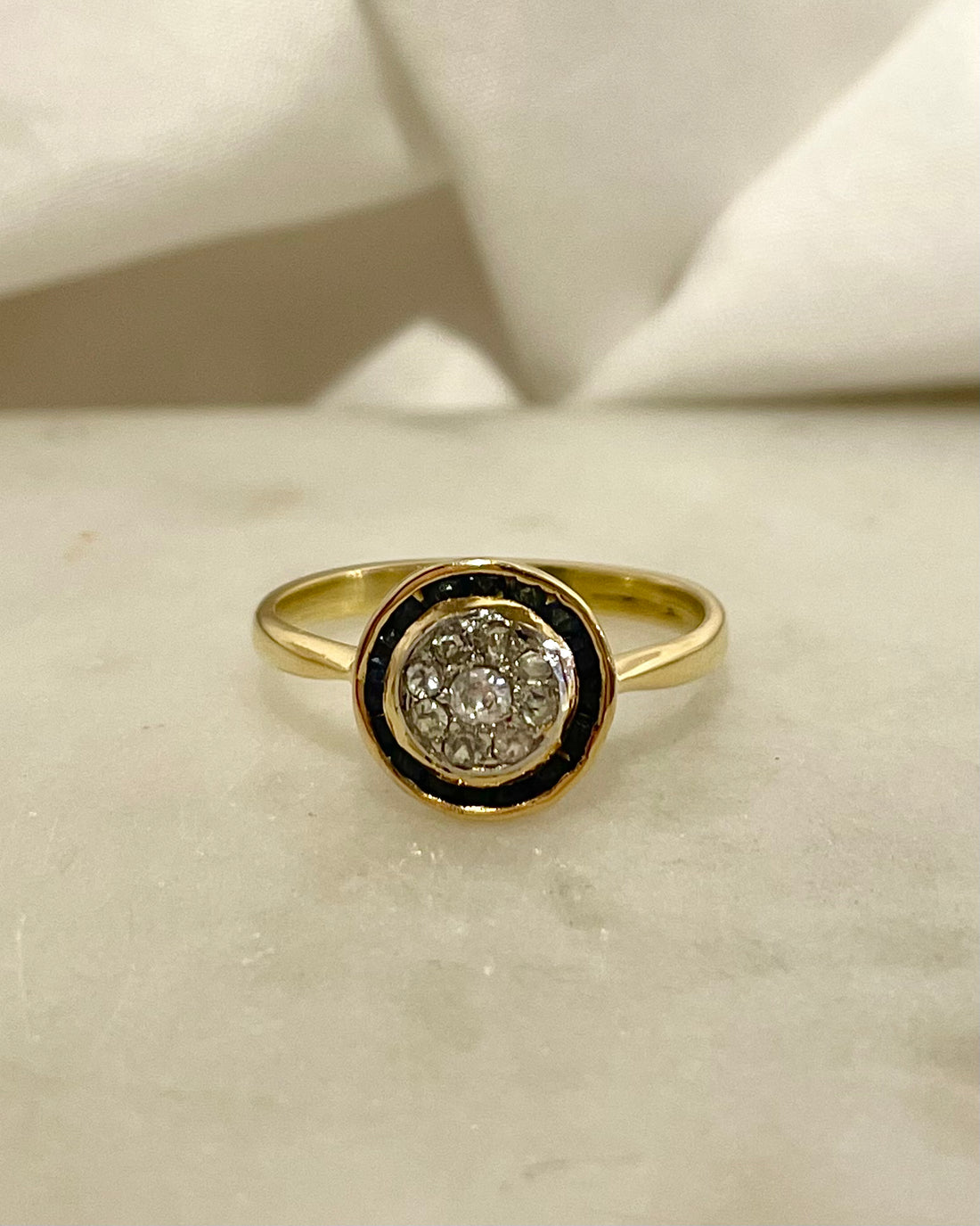 Bague Art-Déco Saphirs 0.32 carat &amp; Diamants &quot;Mariane&quot;