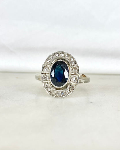 Bague Art Déco Saphir 1.80 carat &amp; Diamants &quot;Amandine&quot;