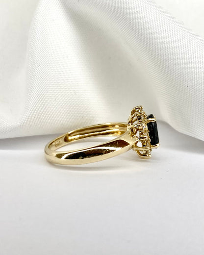 Bague Marguerite Saphir 1.35 ct &amp; 12 Diamants &quot;Yolaine&quot;