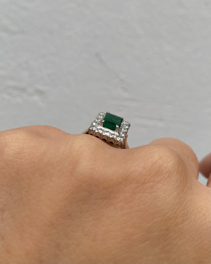 Bague Marguerite Émeraude 3.80 carats Diamants &amp; Argent Massif &quot;Charlène&quot;
