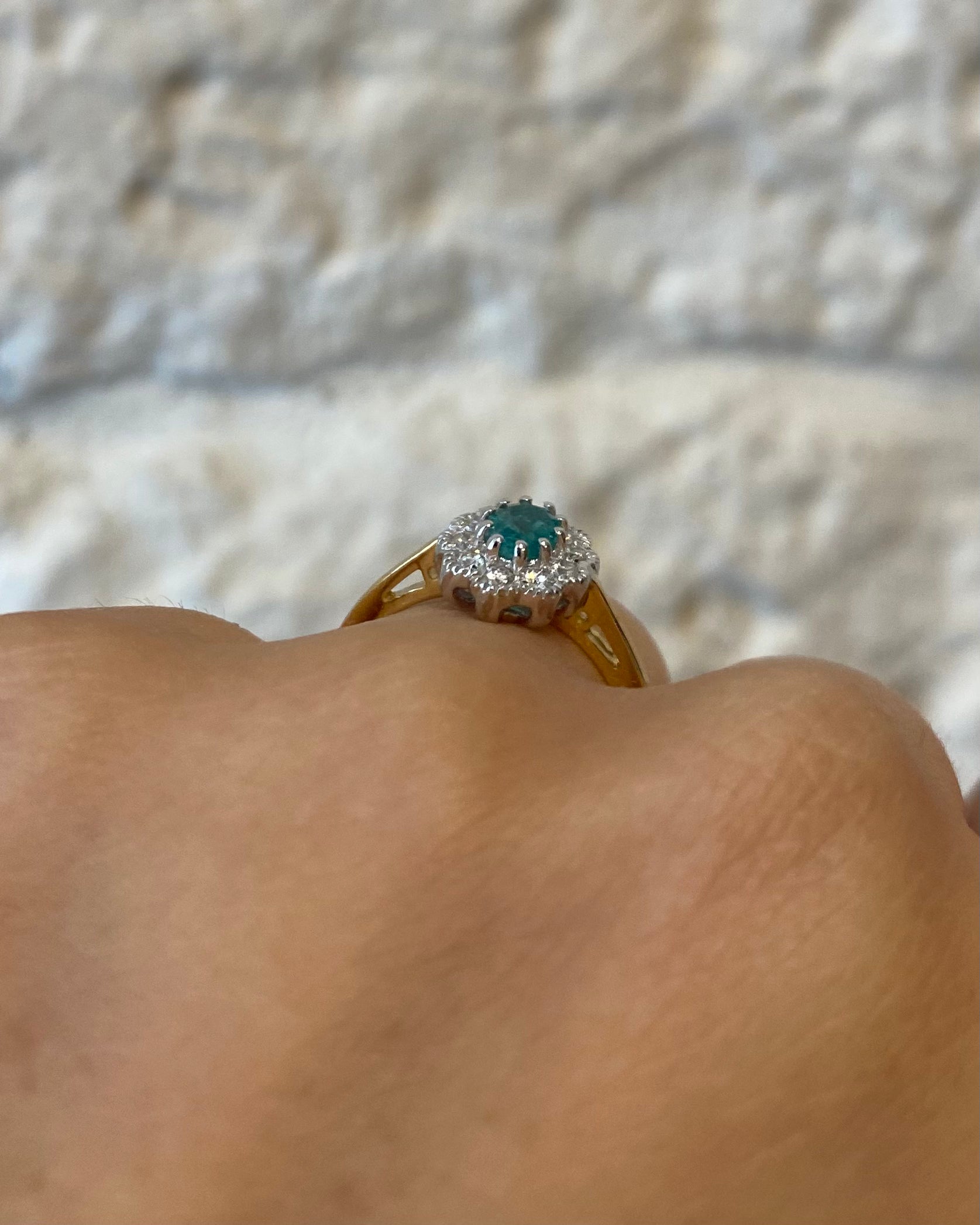 Bague Marguerite Émeraude 0.40 carat &amp; Diamants 0.40 carat &quot;Nila&quot;