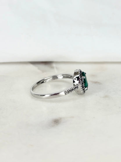 Bague Style Art-déco Émeraude 0.70 carat &amp; Diamants &quot;Pamela&quot;