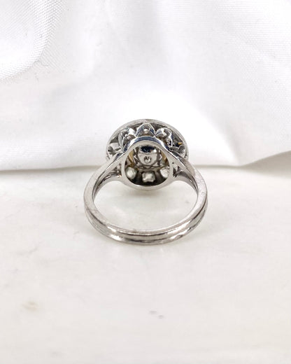 Bague Marguerite Art Déco Diamants 0.40 carat &amp; Perle &quot;Elina&quot;