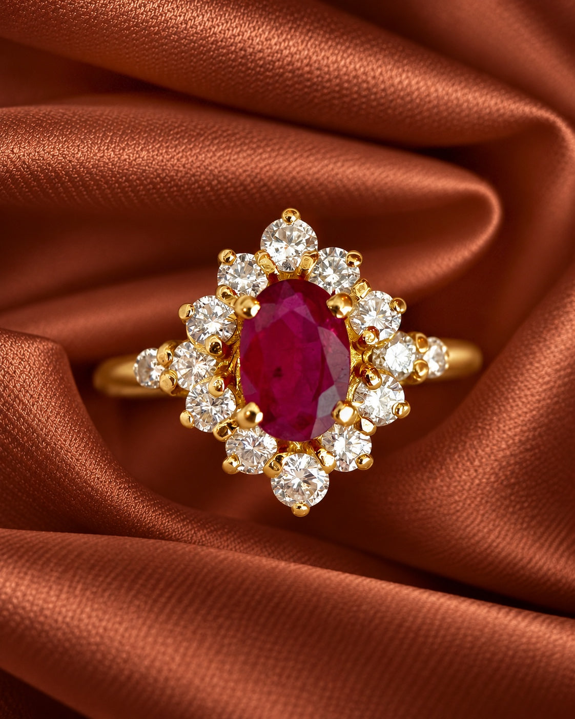Bague Marguerite Rubis 0.75 carat &amp; Diamants 0.56 carat "Dakota"