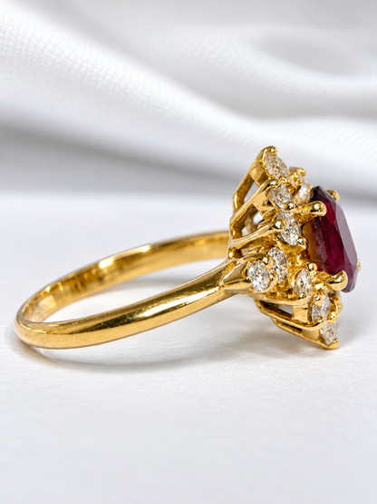 Bague Marguerite Rubis 0.75 carat &amp; Diamants 0.56 carat "Dakota"
