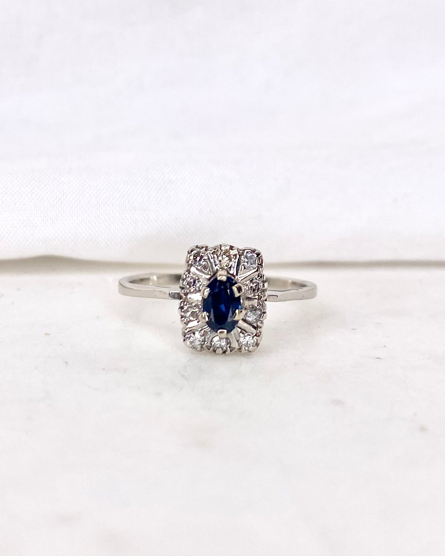 Bague Art Déco Saphir &amp; Diamants &quot;Aline&quot;