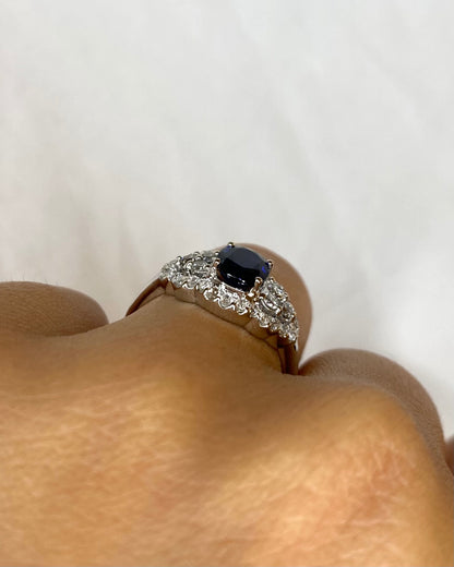 Bague Marguerite Saphir 1.06 carat &amp; 34 Diamants 0.80 carat &quot;Barbara&quot;