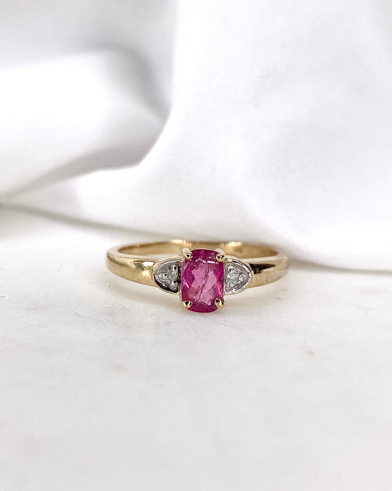 Bague Trilogie Tourmaline Rose &amp; Diamants &quot;Judy&quot;