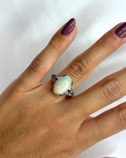 Bague Trilogie Opale 6 carats &amp; Diamants &quot;Dania&quot;