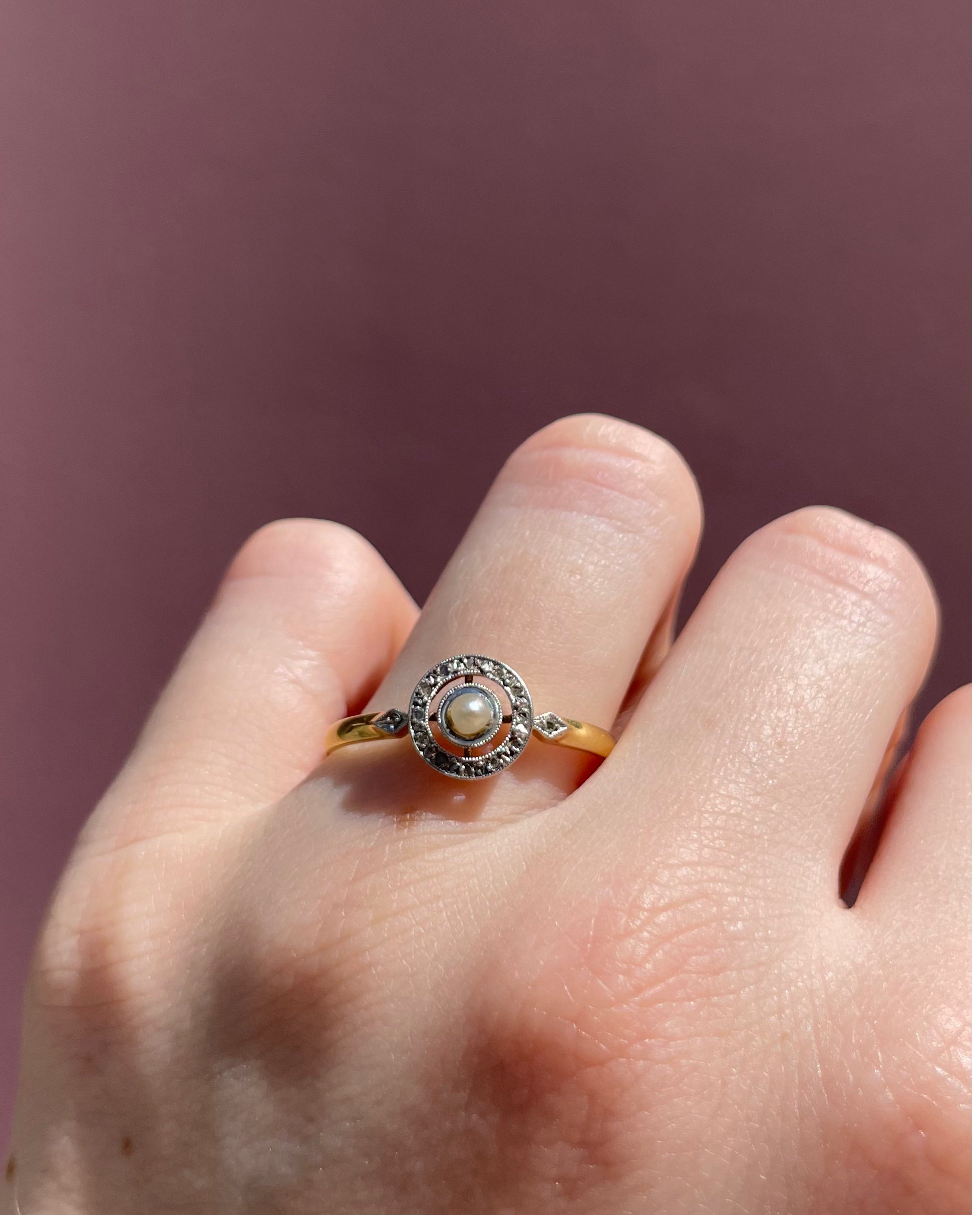 Bague Marguerite Art-Déco Perle &amp; Diamants "Samantha"