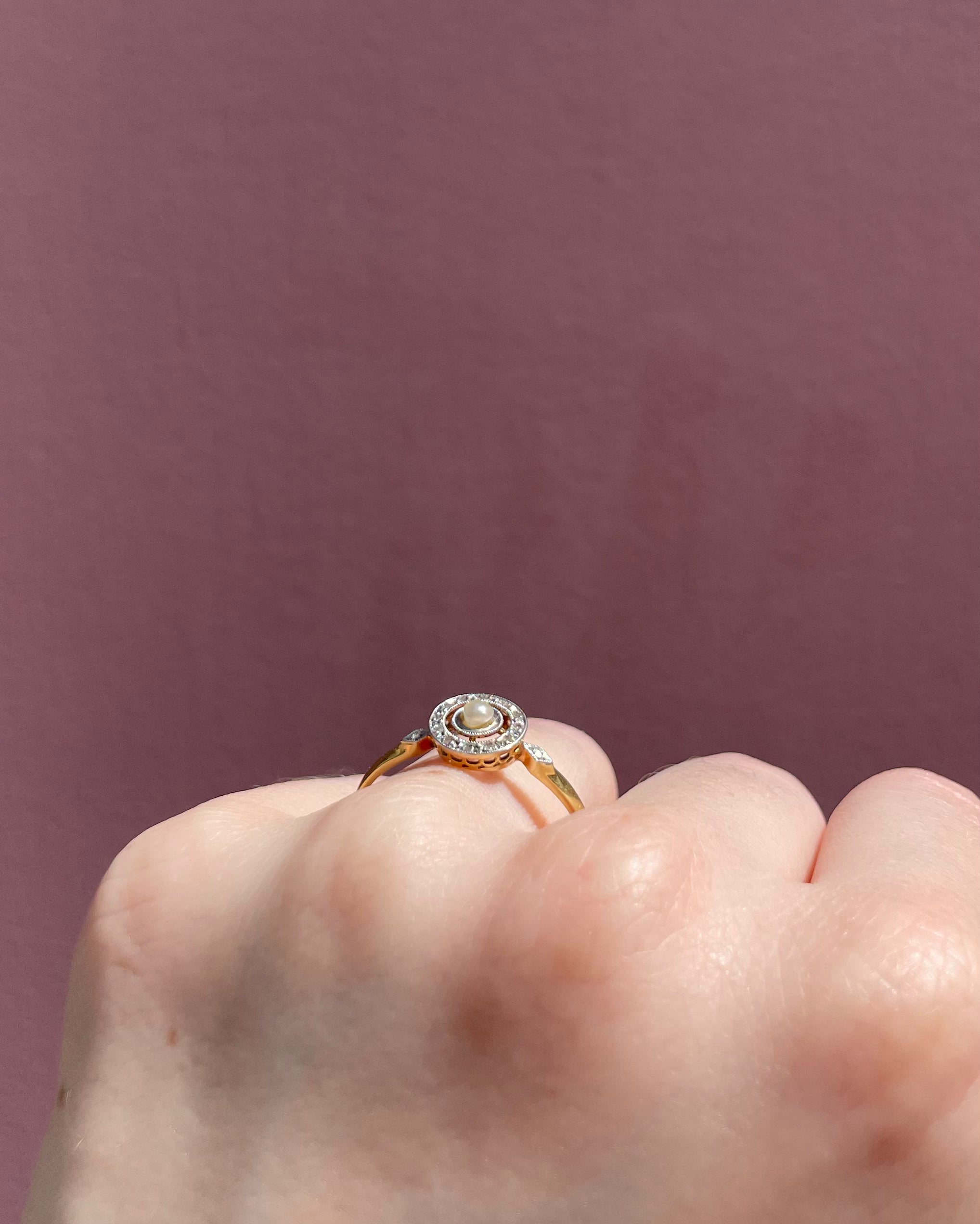 Bague Marguerite Art-Déco Perle &amp; Diamants "Samantha"