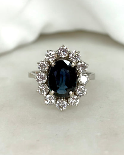 Bague Marguerite Saphir 2 carats &amp; Diamants 0.84 carat &quot;Coline&quot;