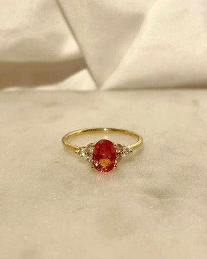 Bague Trilogie Saphir Orange 1.20 carat &amp; Diamants “Clementine”