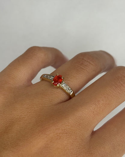 Bague Trilogie Saphir Orange Érable 0.70 carat &amp; Diamants &quot;Joyce&quot;