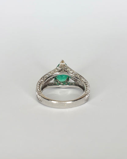 Bague Vintage Émeraude 2 cts &amp; 33 Diamants &quot;Gladys&quot;