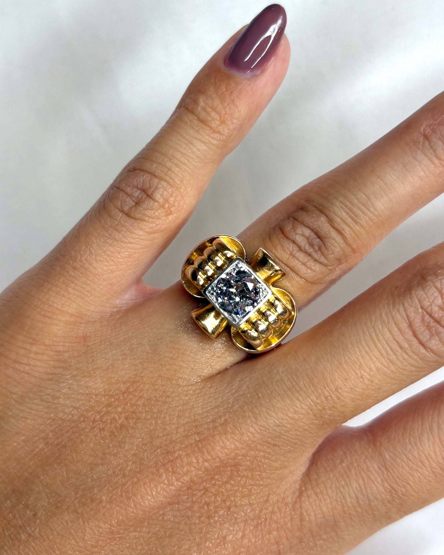 Bague Tank Diamant 0.75 carat &amp; Or 9.77g &quot;Enora&quot;