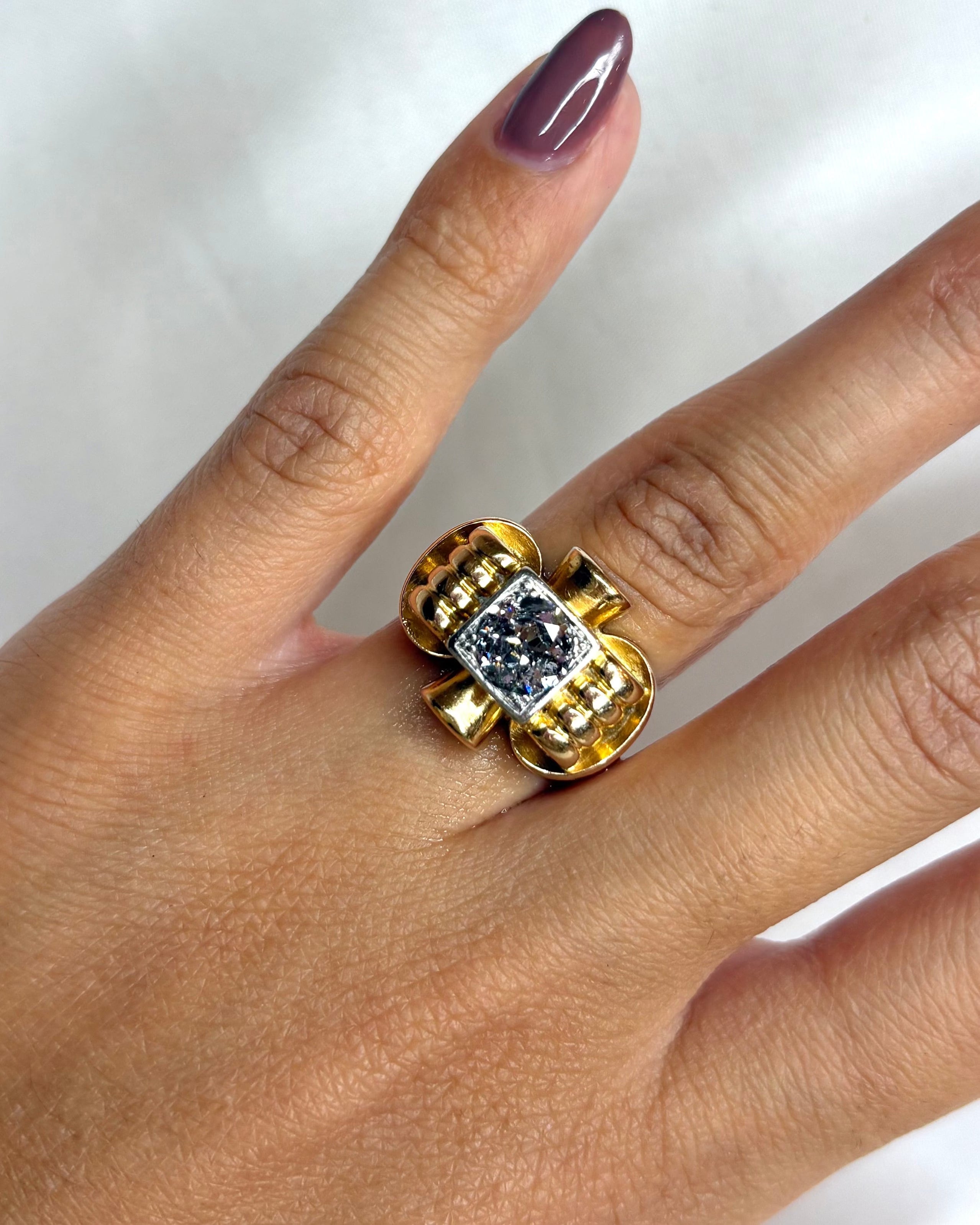 Bague Tank Diamant 0.75 carat &amp; Or 9.77g "Enora"
