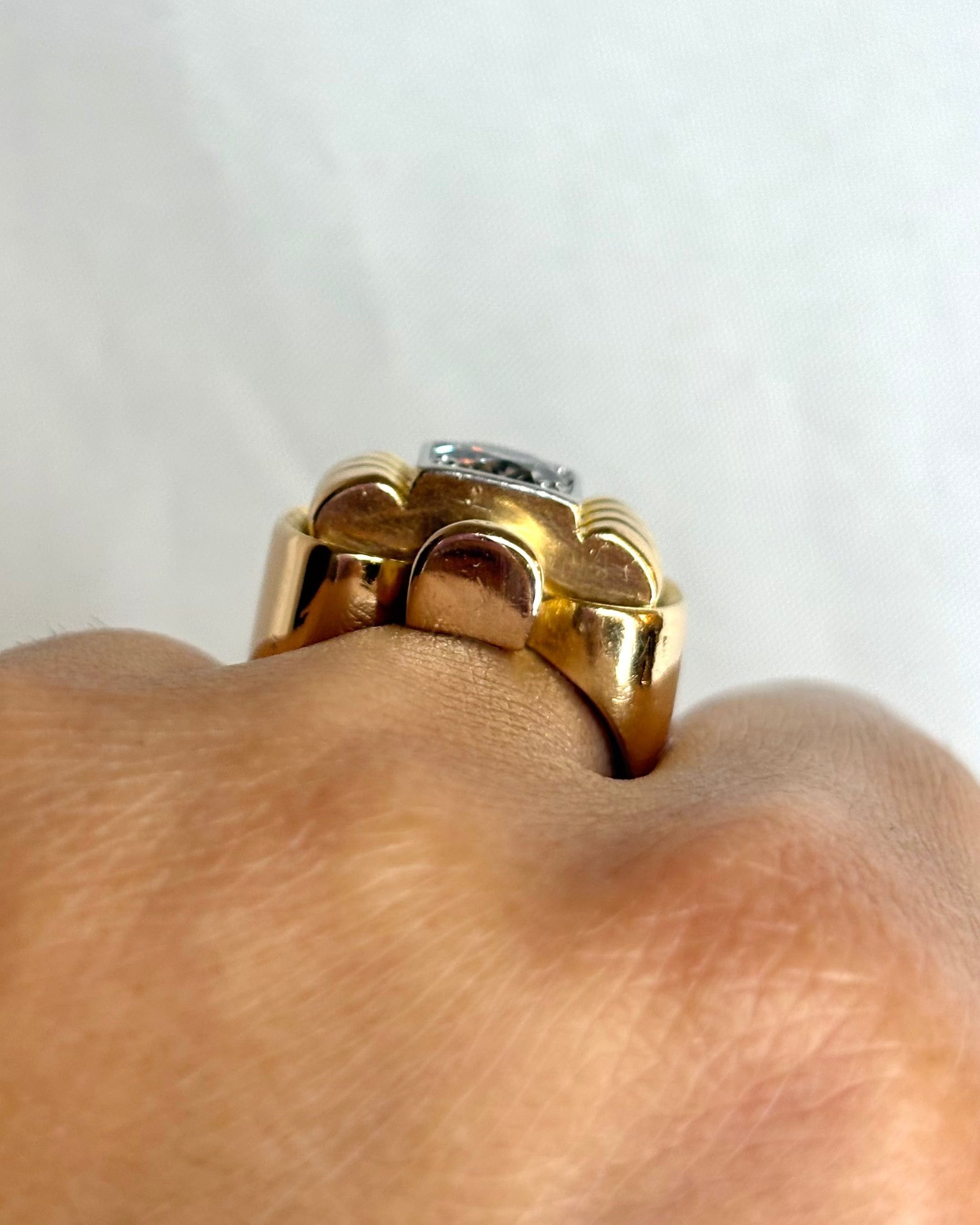 Bague Tank Diamant 0.75 carat &amp; Or 9.77g "Enora"