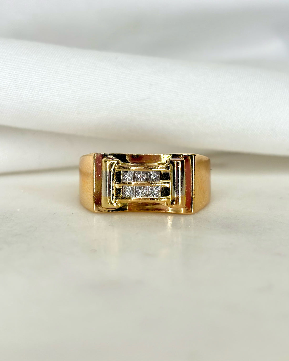 Bague Tank Diamants, Rubis &amp; Or 12.33 g &quot;Élise&quot;