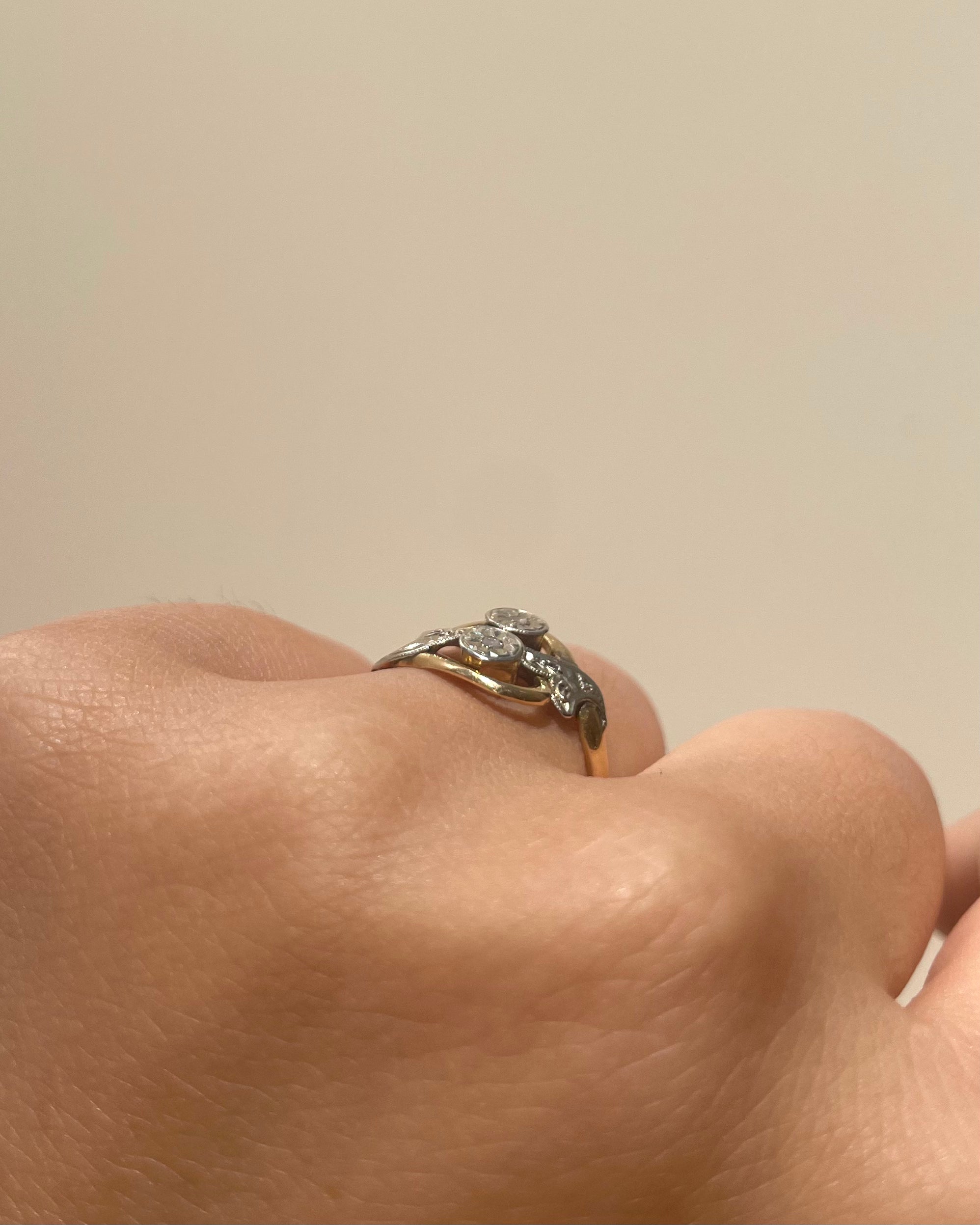 Anillo Art Nouveau Tú y Yo Diamantes 0.02 quilate "Brisha"