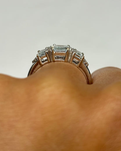 Bague Trilogie Aigues-Marines 1.40 carat &amp; Diamants &quot;Axelle&quot;