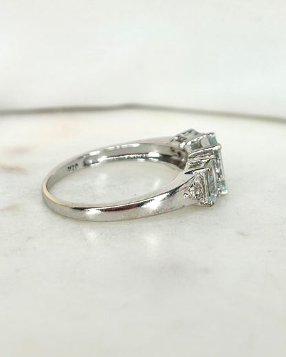 Bague Trilogie Aigues-Marines 1.40 carat &amp; Diamants &quot;Axelle&quot;