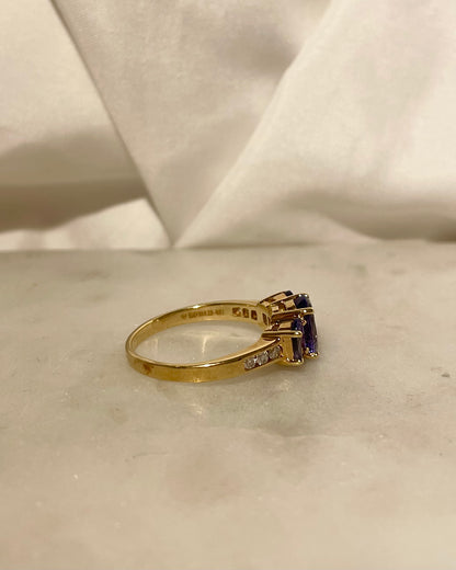 Bague Trilogie Tanzanites 2.40 carats &amp; Diamants &quot;Tina&quot;