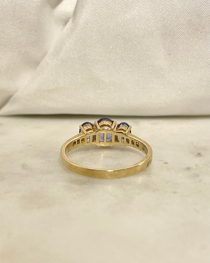 Bague Trilogie Tanzanites 2,16 carats et Diamants &quot;Lynne&quot;