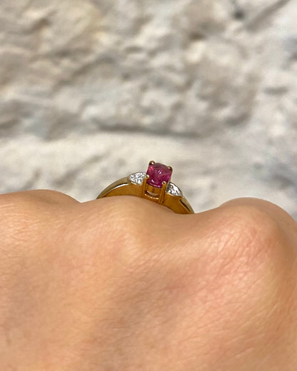 Bague Trilogie Tourmaline Rose &amp; Diamants &quot;Judy&quot;