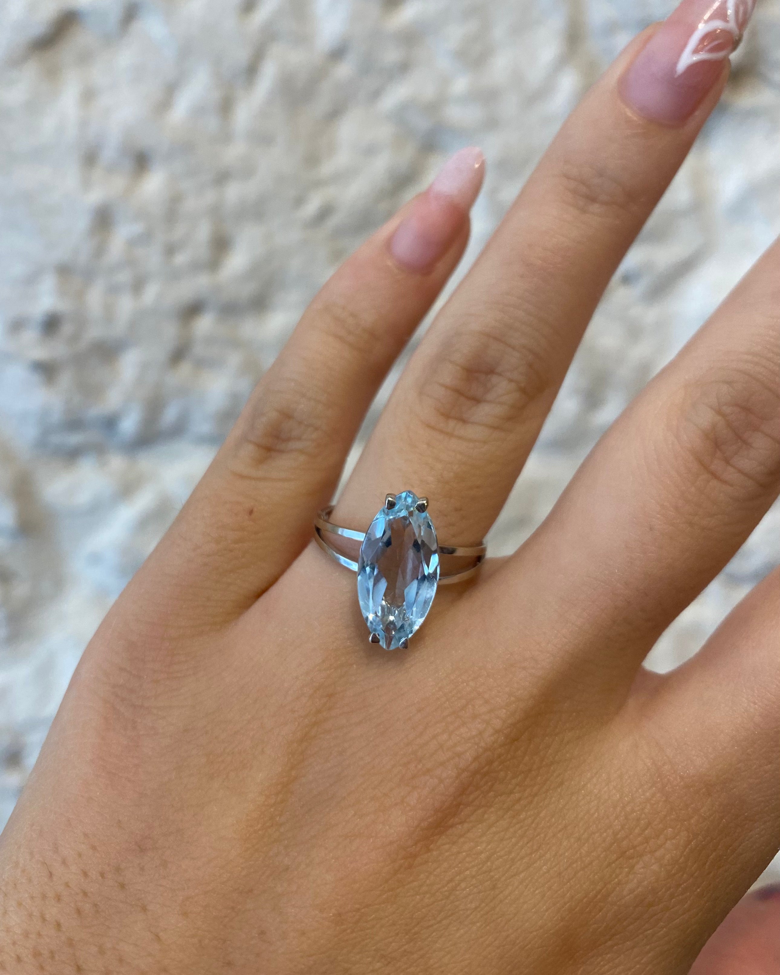 Bague Marquise Aigue-Marine 3 carats “Sylvie”