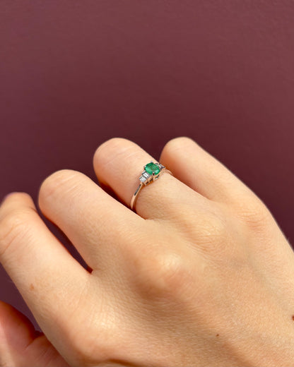 Bague Trilogie Émeraude &amp; 4 Diamants &quot;Melissa&quot;