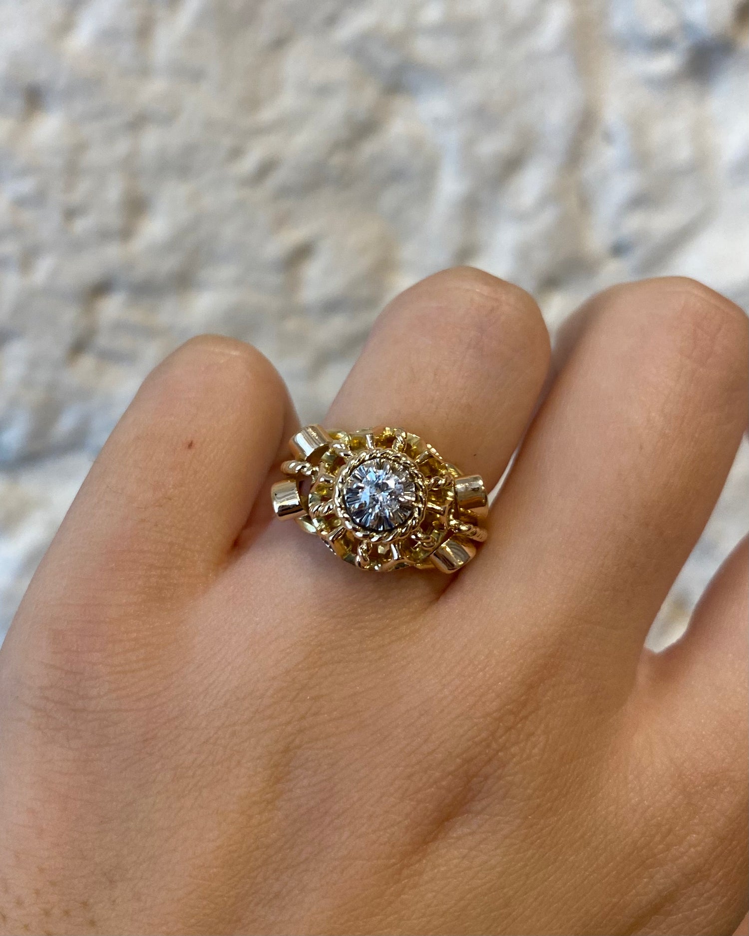 Bague Tank Diamant &amp; or 7.32g &quot;Gaelle&quot;