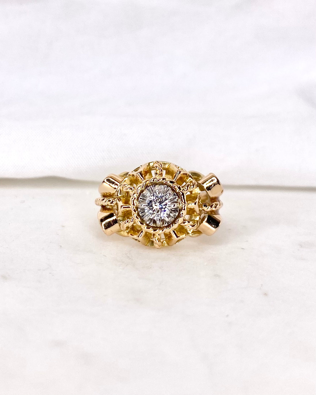 Bague Tank Diamant &amp; or 7.32g &quot;Gaelle&quot;